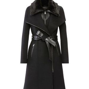 Mackage Nori 2-in-1 Shearling Trim Wool Coat